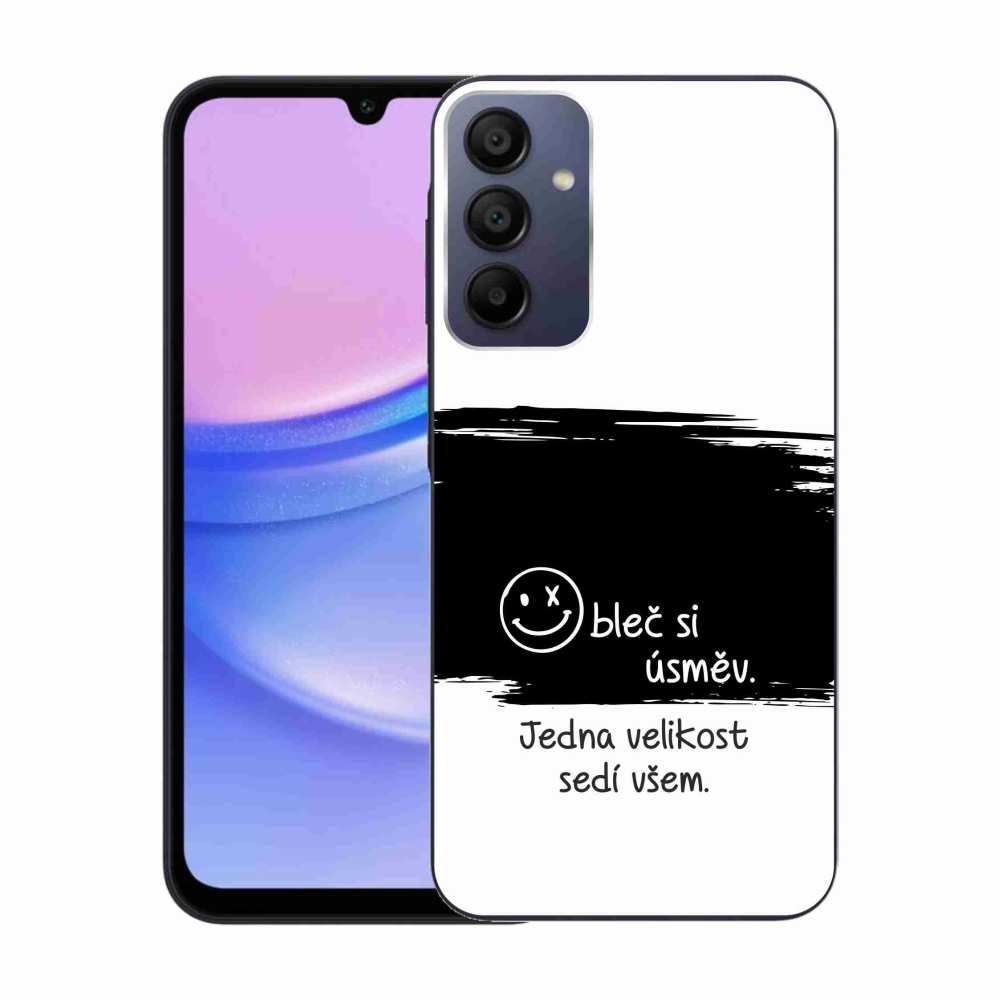 Gelový kryt mmCase na Samsung Galaxy A15 4G/5G - vtipný text 8 černobílé pozadí