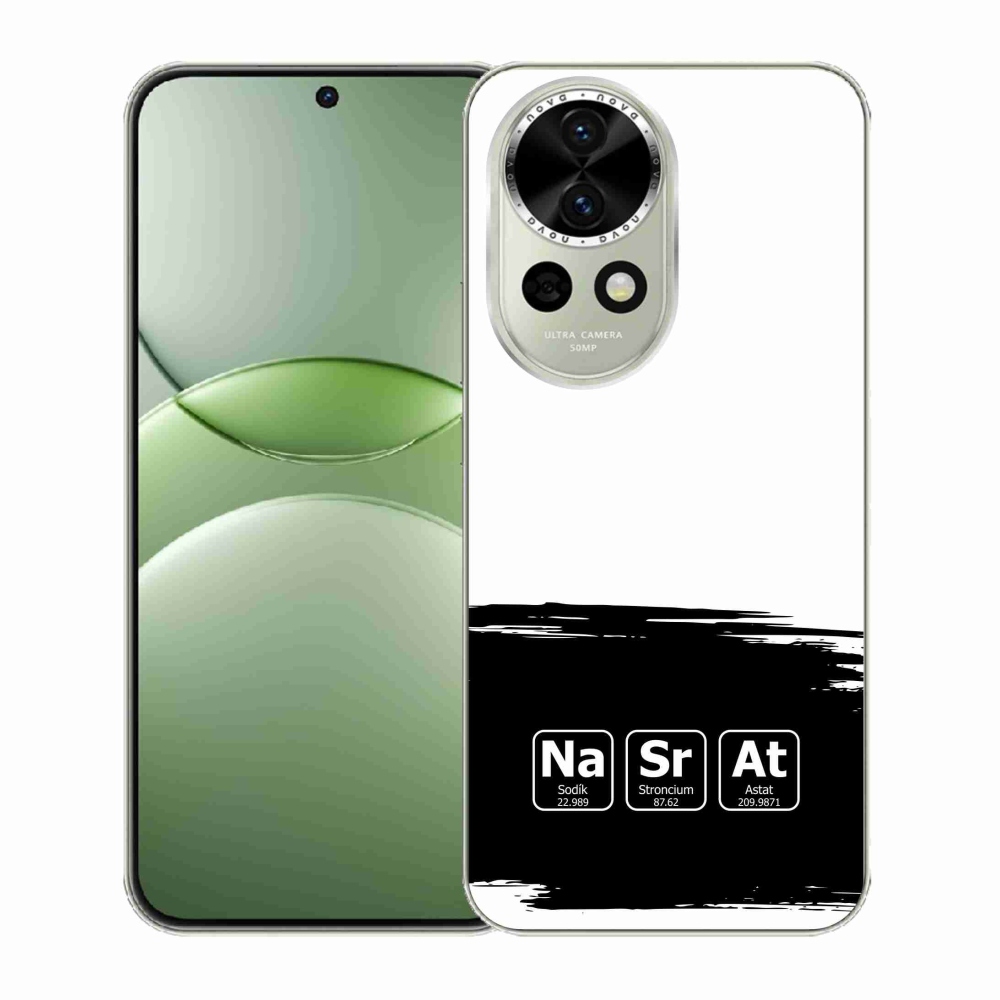 Gelový kryt mmCase na Huawei Nova 13 5G - chemické prvky černobílé pozadí