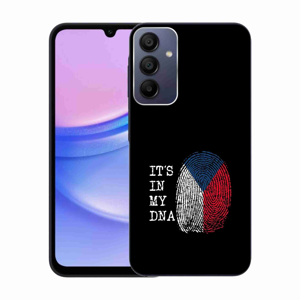 Gelový kryt mmCase na Samsung Galaxy A15 4G/5G - vlajka otisk prstu černé pozadí