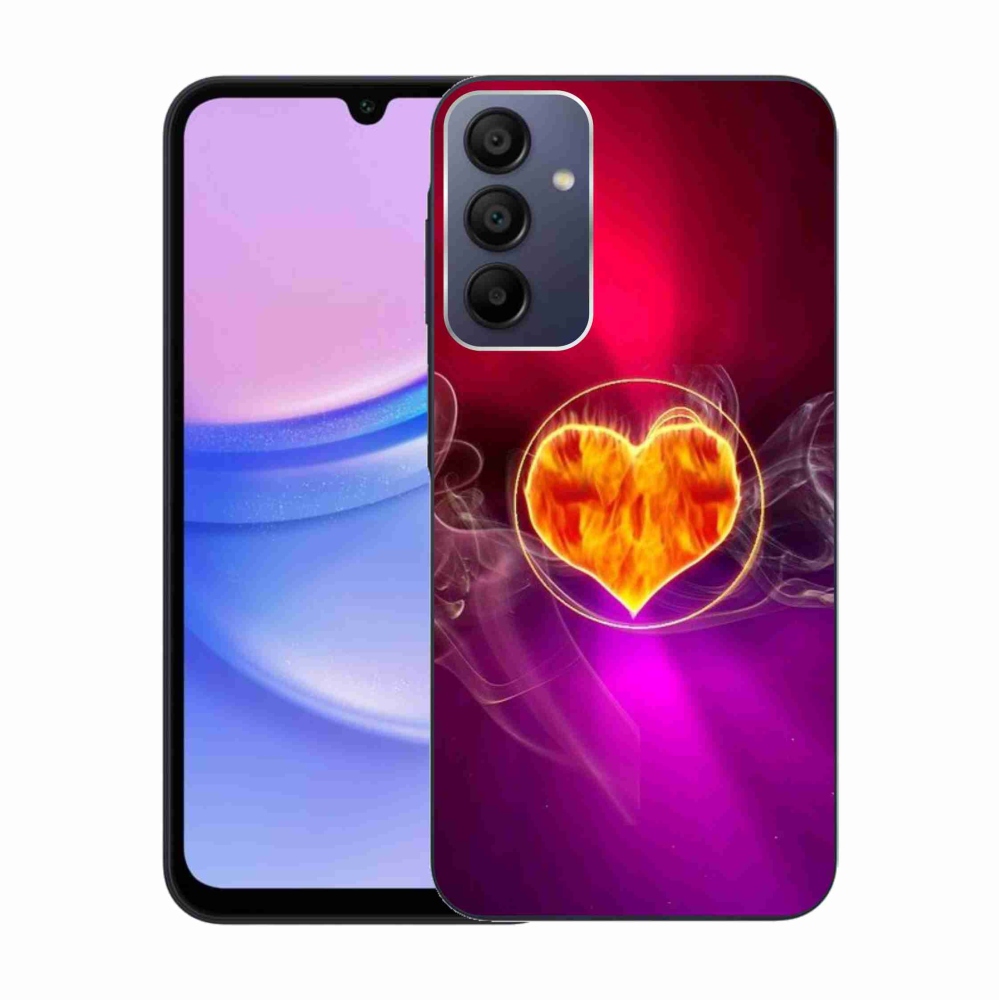 Gelový kryt mmCase na Samsung Galaxy A15 4G/5G - ohnivé srdce