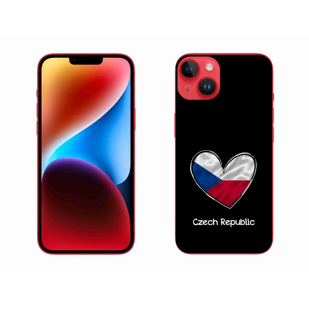 Gelový kryt mmCase na iPhone 14 Plus - vlajka srdce černé pozadí