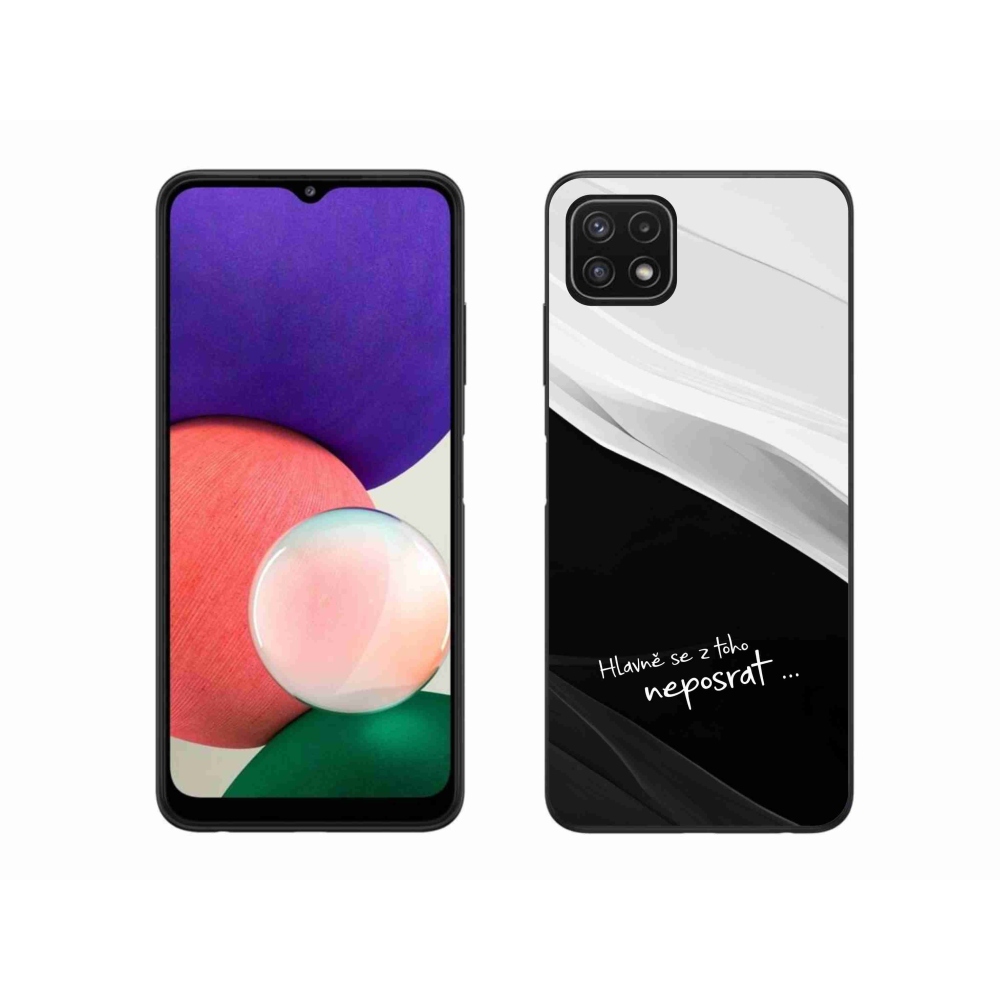 Gelový kryt mmCase na Samsung Galaxy A22 5G - vtipný text 13 černobílé pozadí