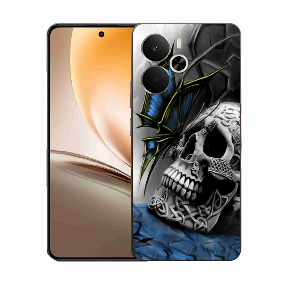 Gelový kryt mmCase na Realme 14 5G - motýl a lebka