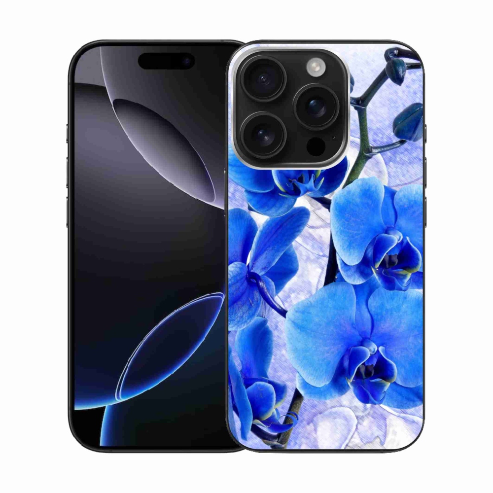 Gelový kryt mmCase na iPhone 16 Pro - modré květy
