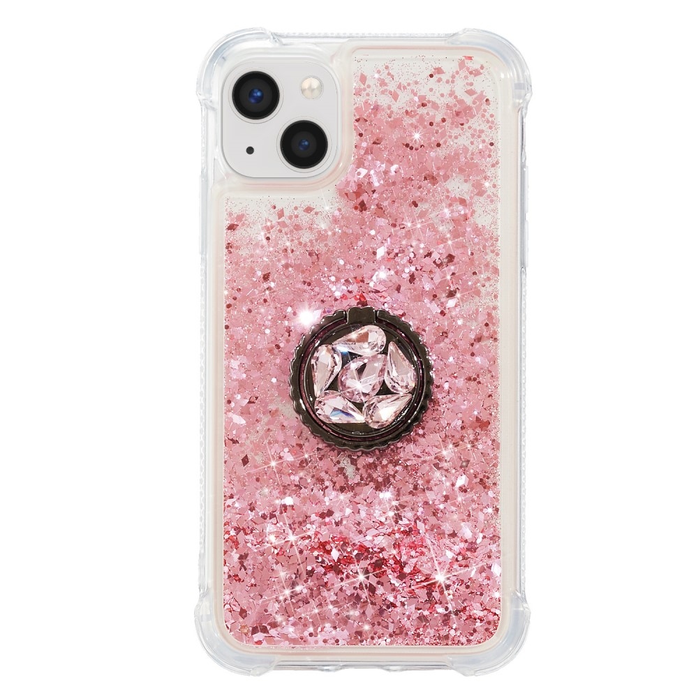 Glitter přesýpací gelový obal na iPhone 15 - růžový