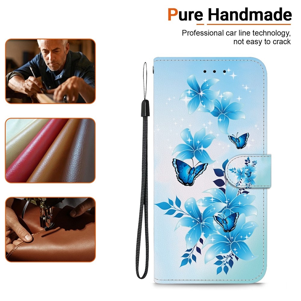 Versatile knížkové pouzdro na Xiaomi Redmi 15 4G (171mm) - modří motýli