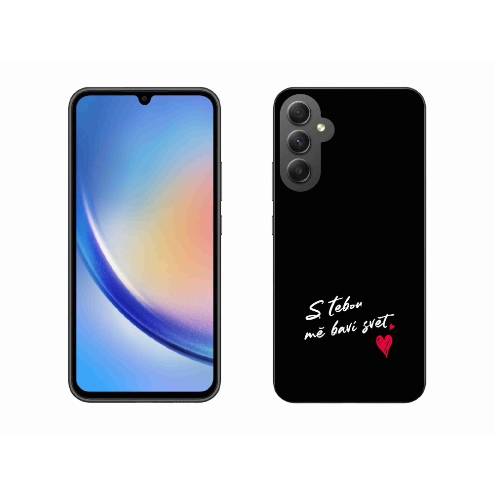 Gelový kryt mmCase na Samsung Galaxy A34 5G - zamilovaný text 1 černé pozadí