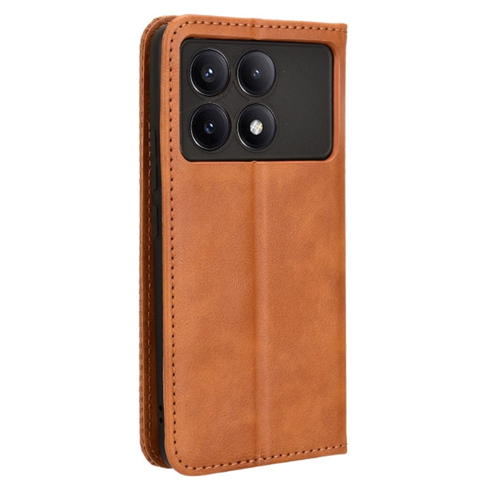 Vintage knížkové pouzdro na Xiaomi Poco X6 Pro 5G - hnědé