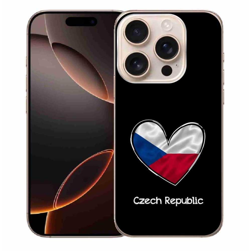 Gelový kryt mmCase na iPhone 16 Pro Max - vlajka srdce černé pozadí