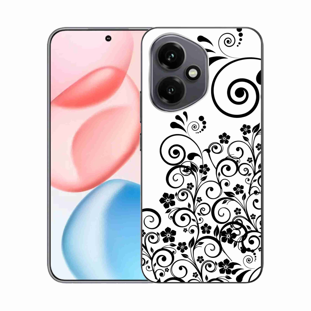 Gelový kryt mmCase na Honor 400 - černobílé květinové vzory