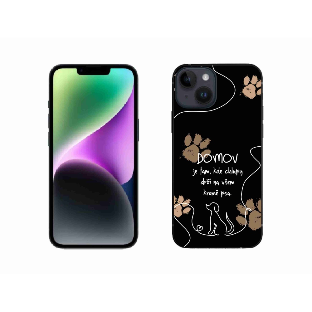 Gelový kryt mmCase na iPhone 14 - psí motiv černé pozadí
