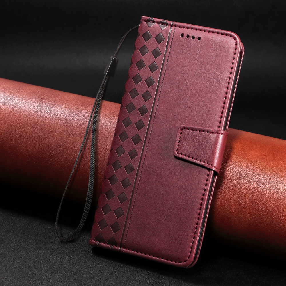 Grids knížkové pouzdro na Xiaomi Redmi 15C 4G/5G (173mm) - vínové