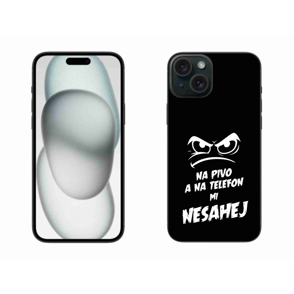 Gelový kryt mmCase na iPhone 15 Plus - pivní motiv 2 černé pozadí