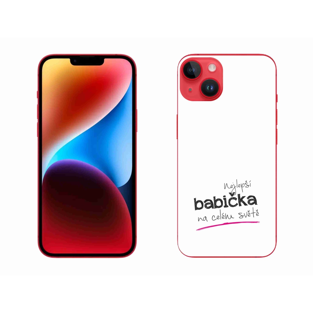 Gelový kryt mmCase na iPhone 14 Plus - nejlepší babička 4 bílé pozadí