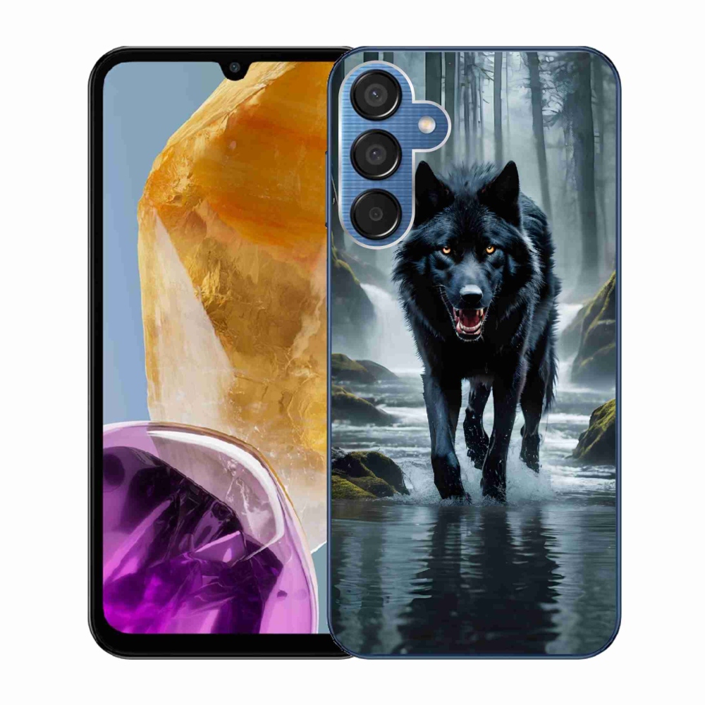 Gelový kryt mmCase na Samsung Galaxy M15 5G - černý vlk