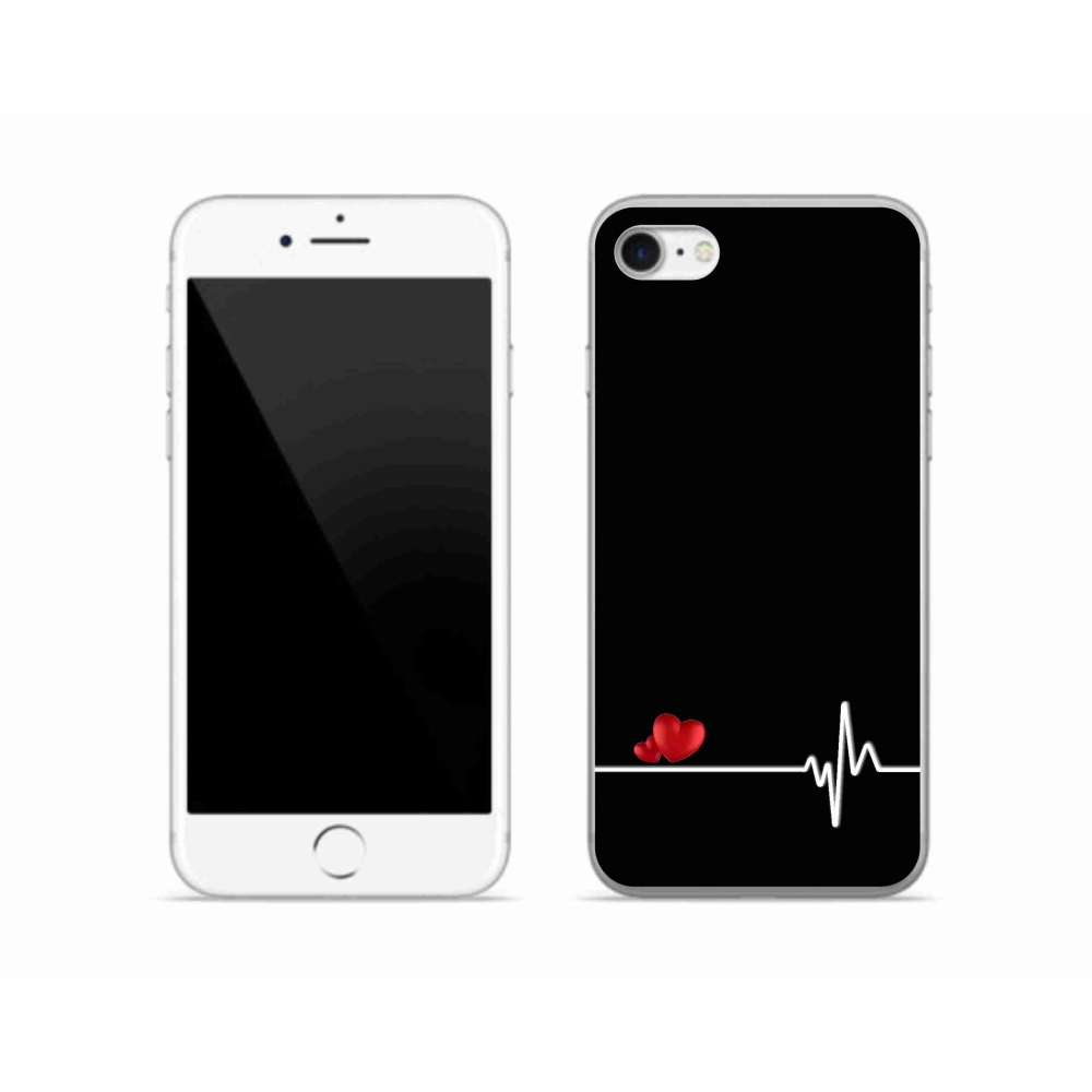 Gelový kryt mmCase na iPhone SE (2022) - srdce a tep černé pozadí