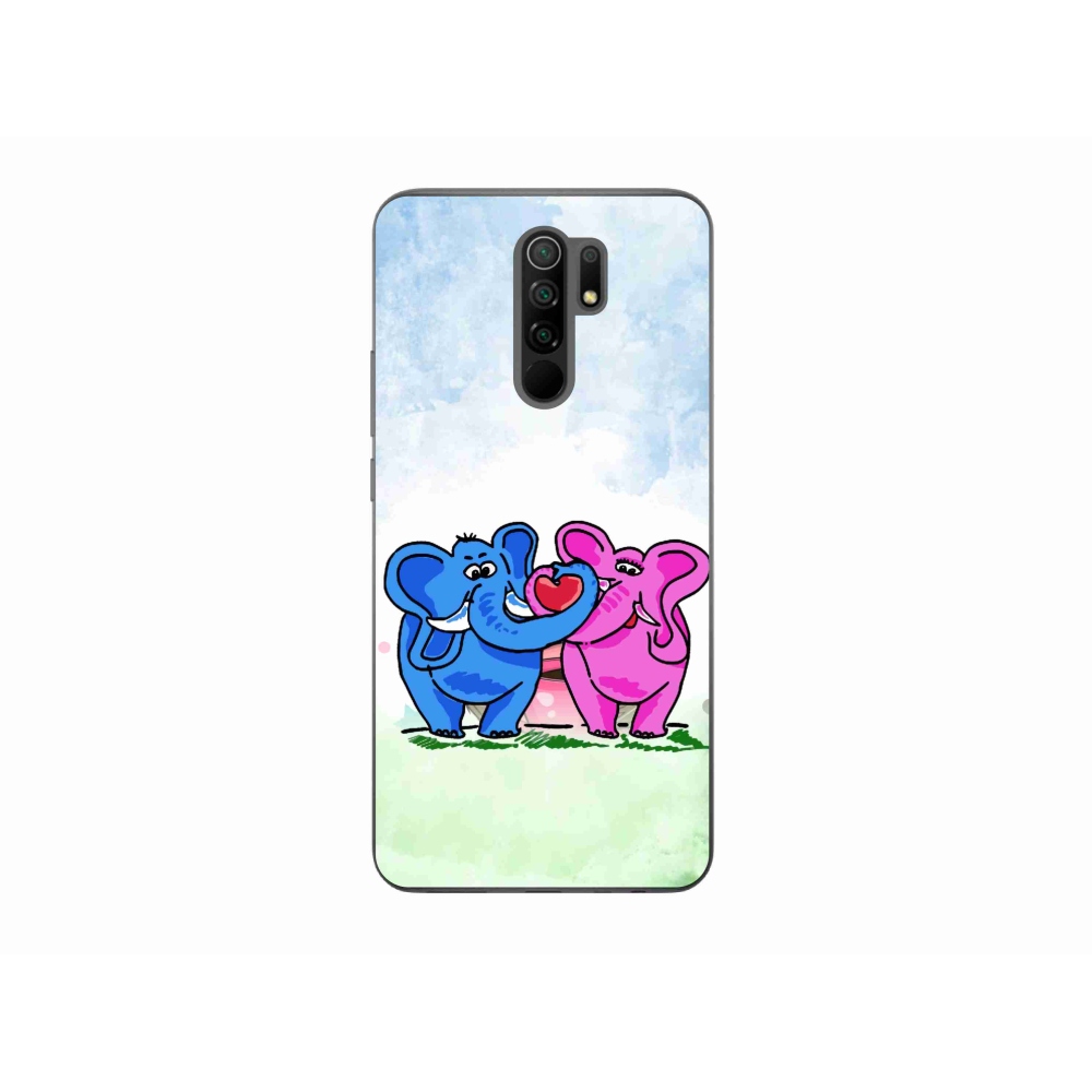 Gelový kryt mmCase na mobil Xiaomi Redmi 9 - zamilovaní sloni