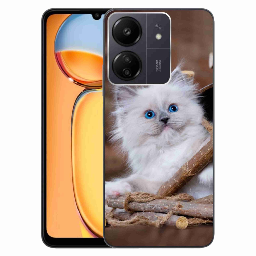 Gelový kryt mmCase na Xiaomi Poco C65/Redmi 13C - bílé kotě