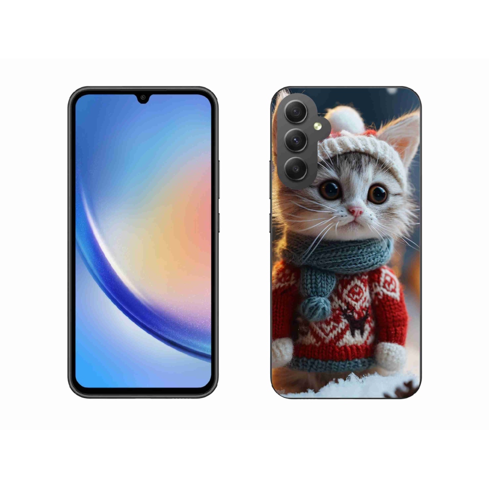 Gelový kryt mmCase na Samsung Galaxy A34 5G - kotě ve svetru