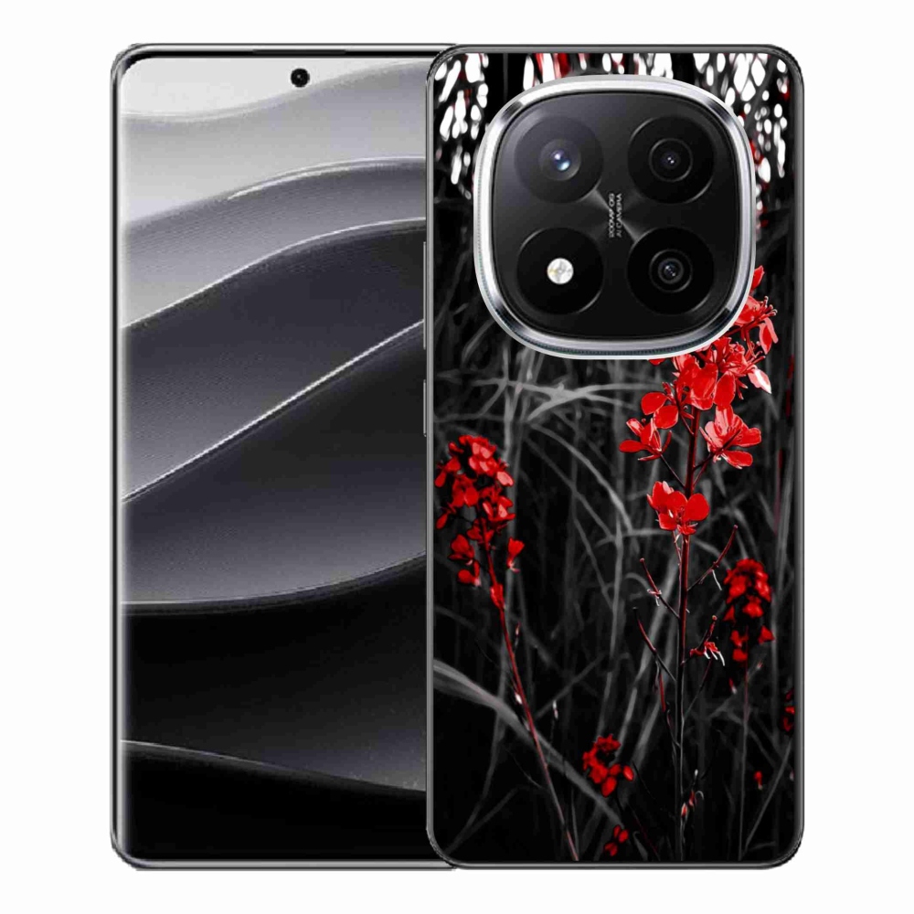 Gelový kryt mmCase na Xiaomi Redmi Note 14 Pro+ 5G - červená rostlina