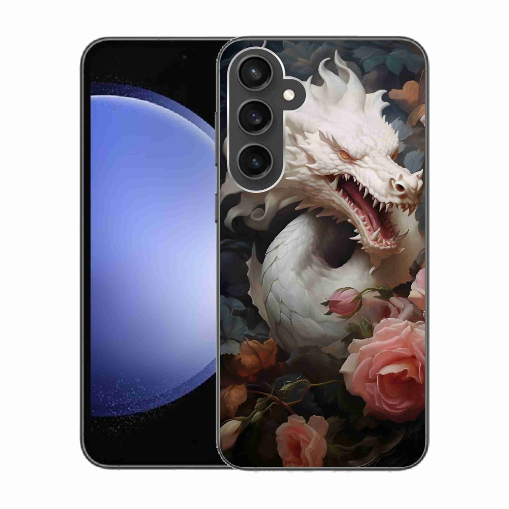 Gelový kryt mmCase na Samsung Galaxy S23 FE - bílý drak