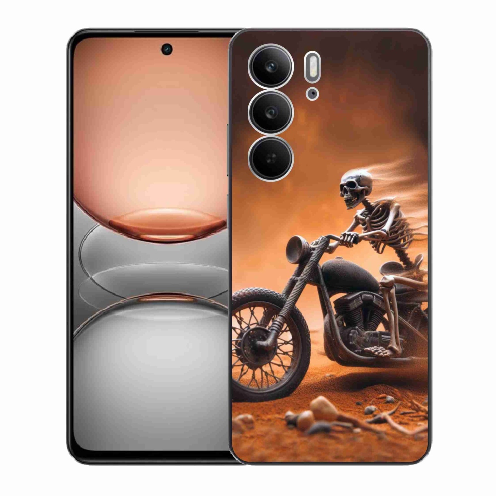 Gelový kryt mmCase na Realme C75 - kostra na motorce