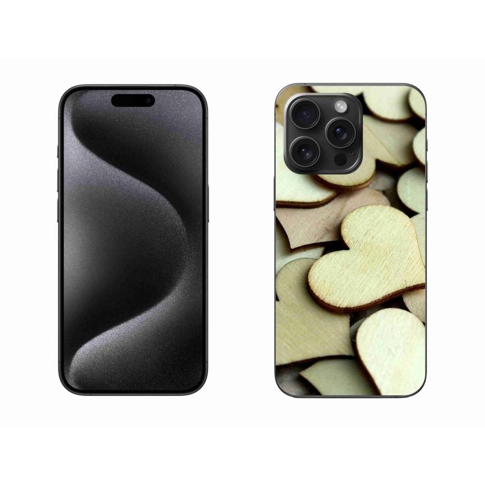 Gelový kryt mmCase na iPhone 15 Pro Max - dřevěná srdíčka