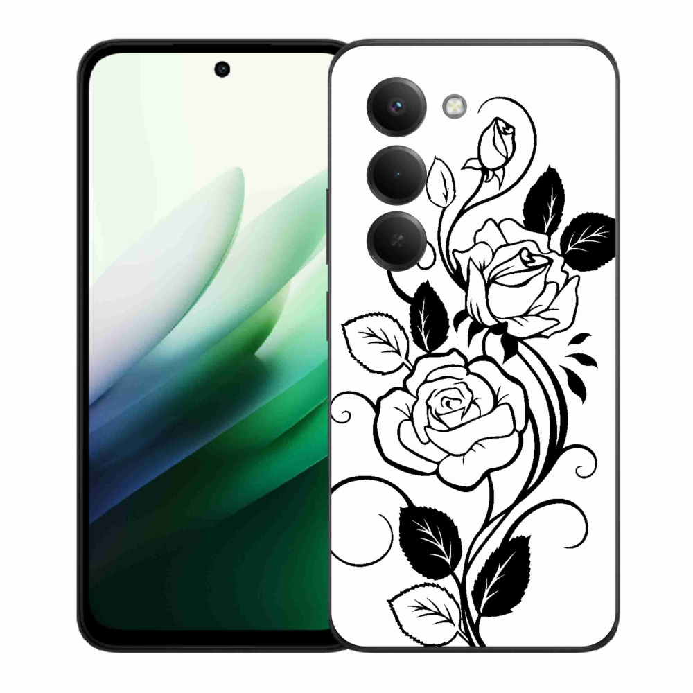 Gelový kryt mmCase na Xiaomi Redmi 15 5G (169mm) - černobílá růže