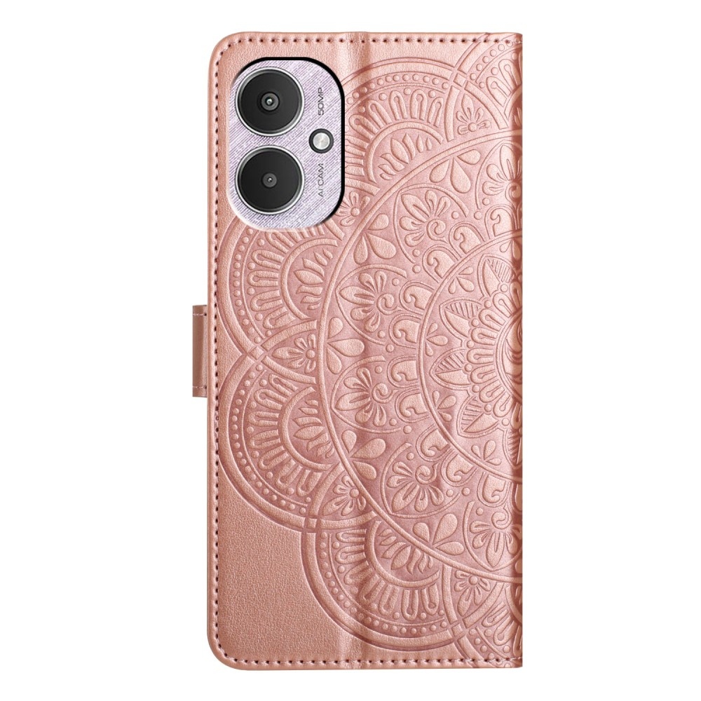 Mandala knížkové pouzdro na Xiaomi Redmi 13C 5G - růžovozlaté