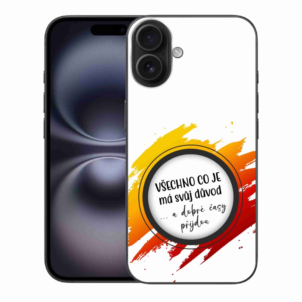 Gelový kryt mmCase na iPhone 16 Plus - citát 3 bílé pozadí