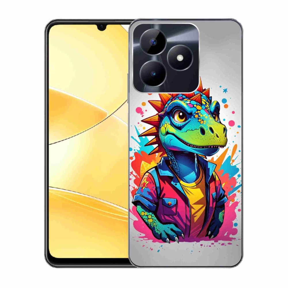 Gelový kryt mmCase na Realme C51/C53 - barevný dinosaurus