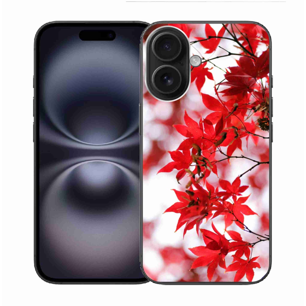Gelový kryt mmCase na iPhone 16 - červené listy