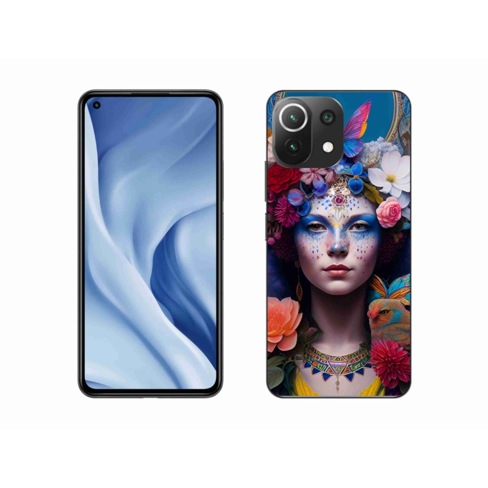 Gelový kryt mmCase na Xiaomi 11 Lite 5G NE - žena s květinami