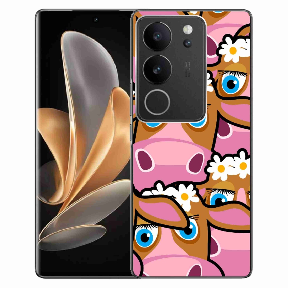 Gelový kryt mmCase na Vivo V29 5G - kreslené kravičky