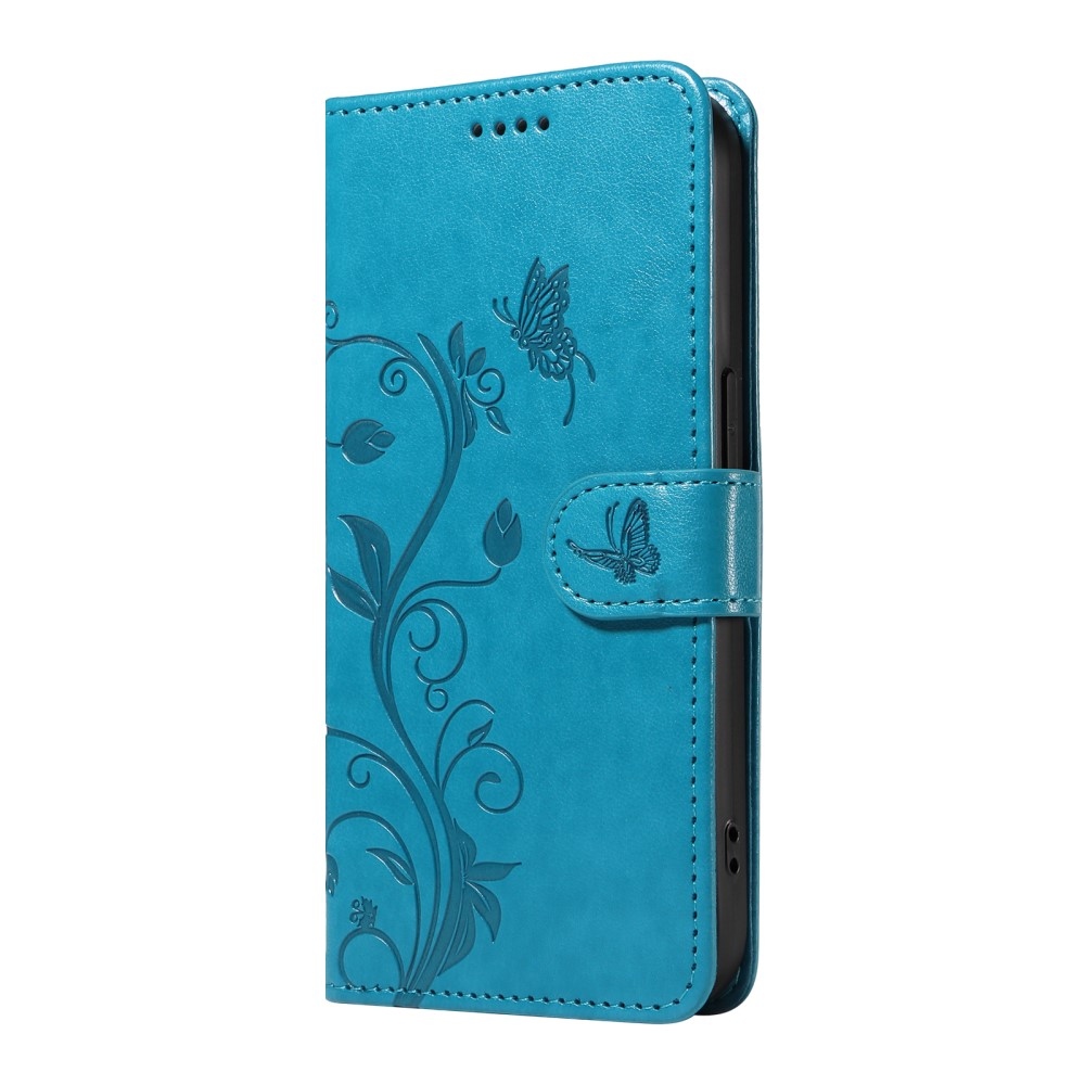 Flowery knížkové pouzdro na Samsung Galaxy A06 4G - modré