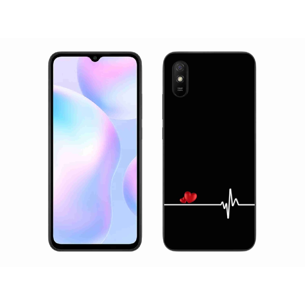 Gelový kryt mmCase na Xiaomi Redmi 9AT - srdce a tep černé pozadí