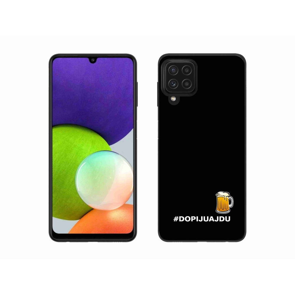 Gelový kryt mmCase na Samsung Galaxy A22 4G - pivní motiv 1 černé pozadí