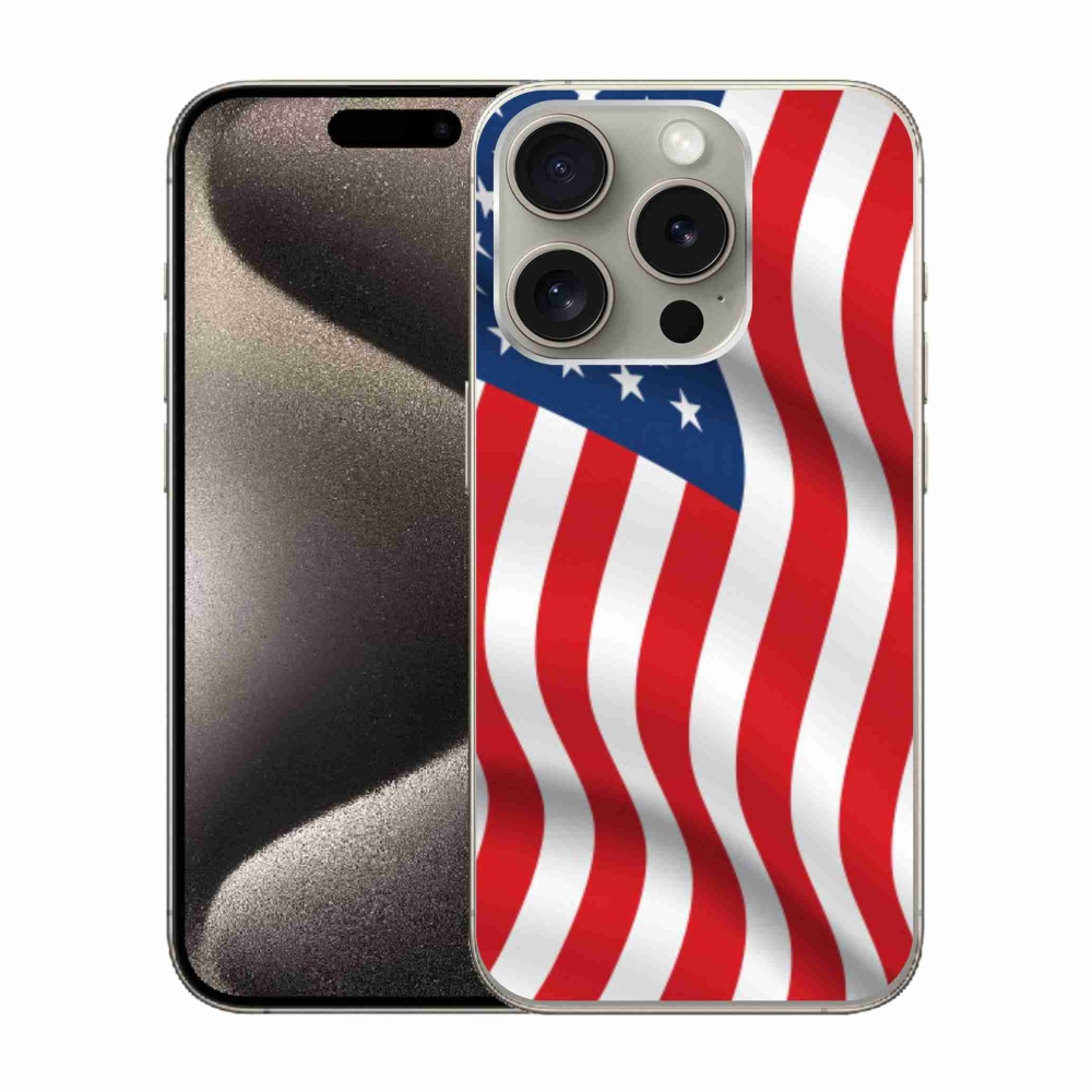 Gelový kryt mmCase na iPhone 15 Pro - USA vlajka