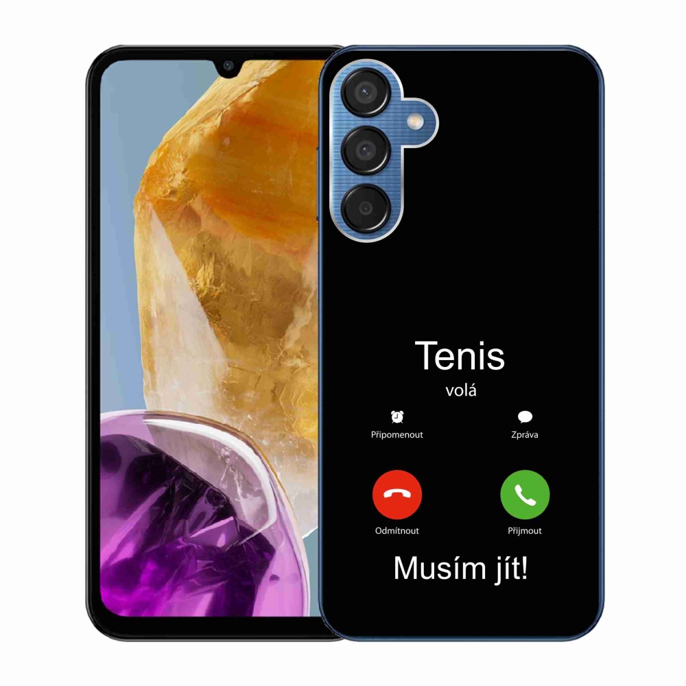 Gelový kryt mmCase na Samsung Galaxy M15 5G - tenis volá černé pozadí