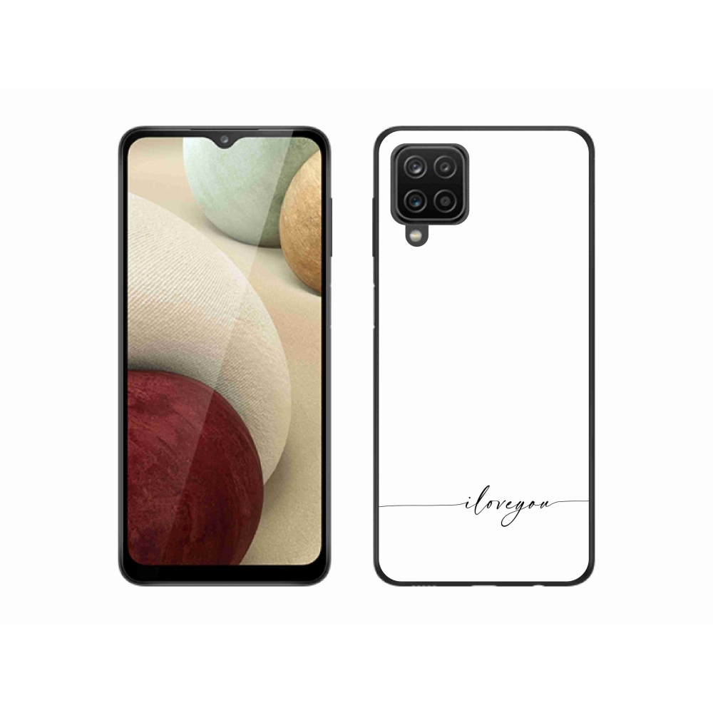 Gelový kryt mmCase na Samsung Galaxy A12 - I love you bílé pozadí