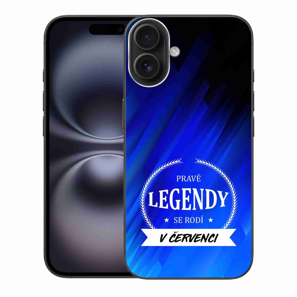 Gelový kryt mmCase na iPhone 16 Plus - legendy v červenci modré pozadí