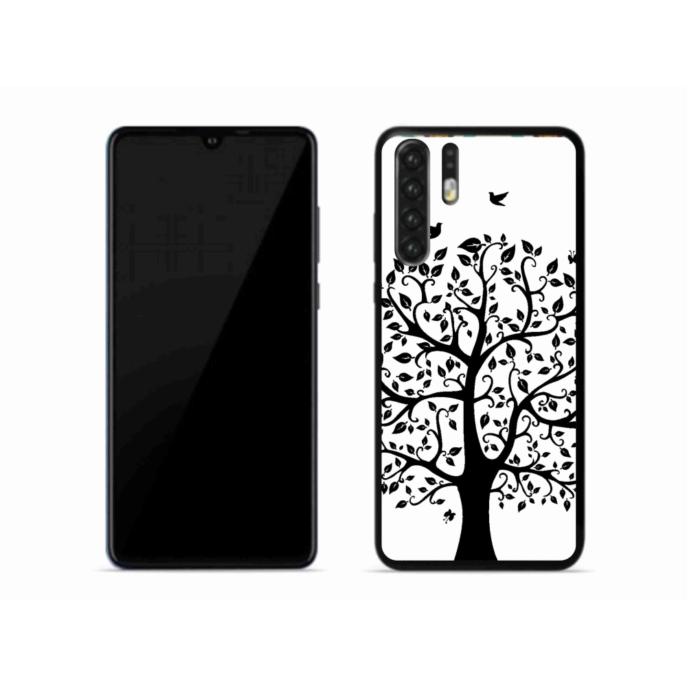 Gelový kryt mmCase na mobil Huawei P30 Pro - černobílý strom