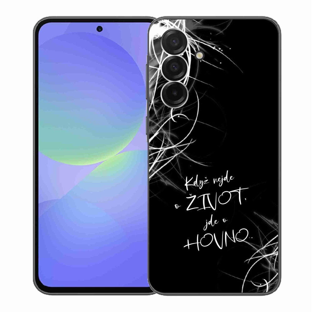 Gelový kryt mmCase na Samsung Galaxy A36 5G - vtipný text 16 černé pozadí