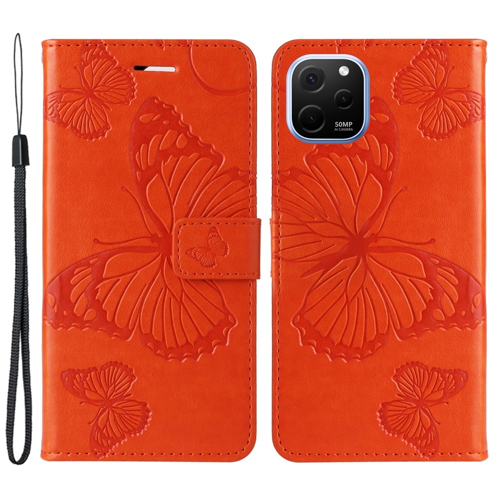 Big Butterfly knížkové pouzdro na Huawei Nova Y61 - oranžové