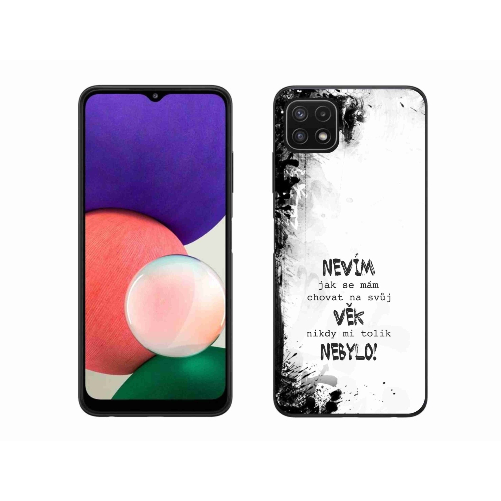 Gelový kryt mmCase na Samsung Galaxy A22 5G - vtipný text 14 bílé pozadí