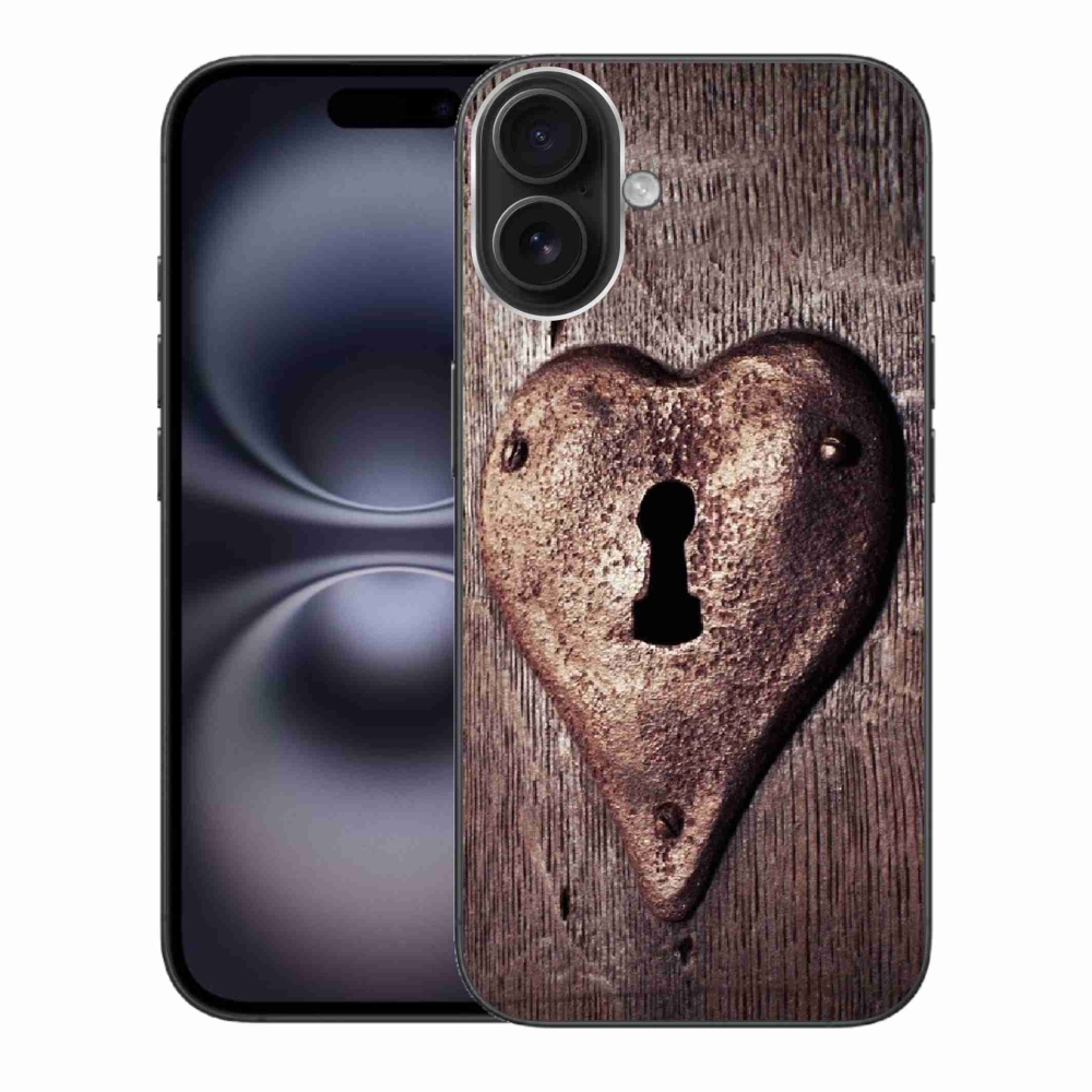 Gelový kryt mmCase na iPhone 16 Plus - zámek ve tvaru srdce