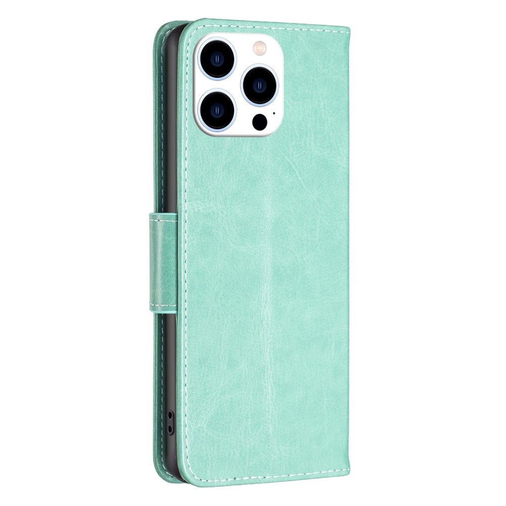 Butterfly knížkové pouzdro na iPhone 16 Pro - modrozelené