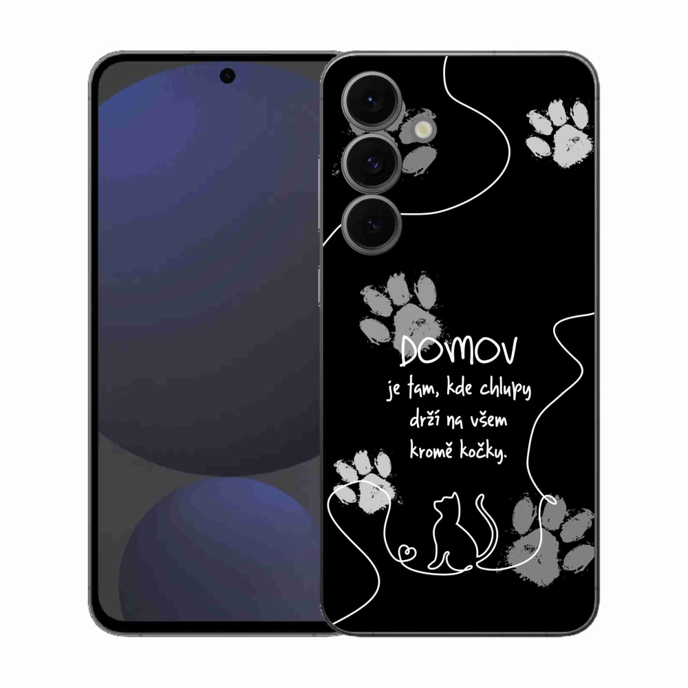 Gelový kryt mmCase na Samsung Galaxy S25 FE - kočičí motiv černé pozadí