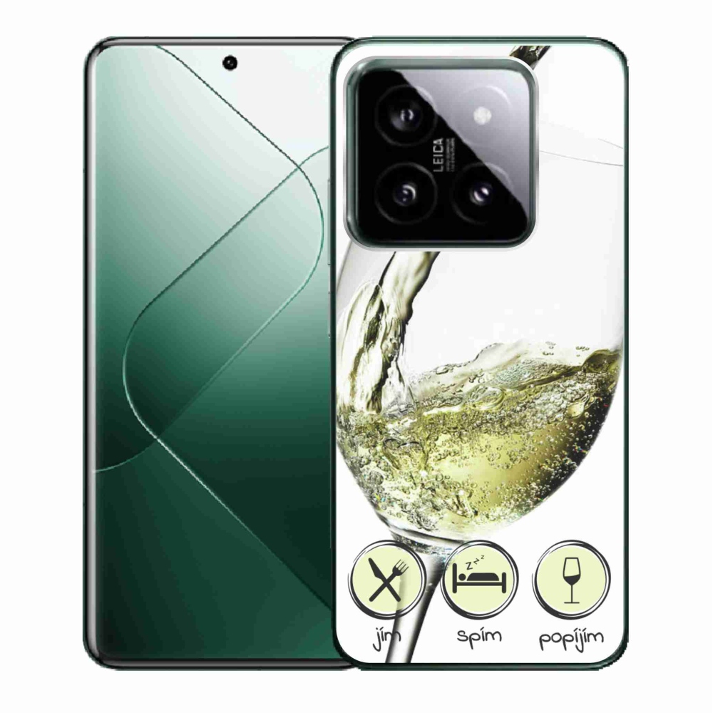 Gelový obal mmCase na Xiaomi 14 - sklenička vína bílé