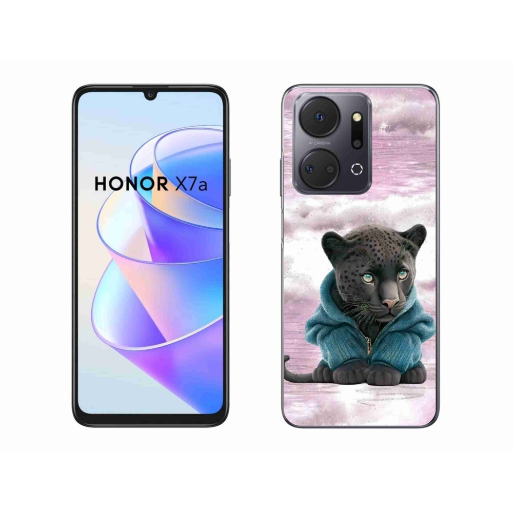 Gelový kryt mmCase na Honor X7a - černý panter ve svetru